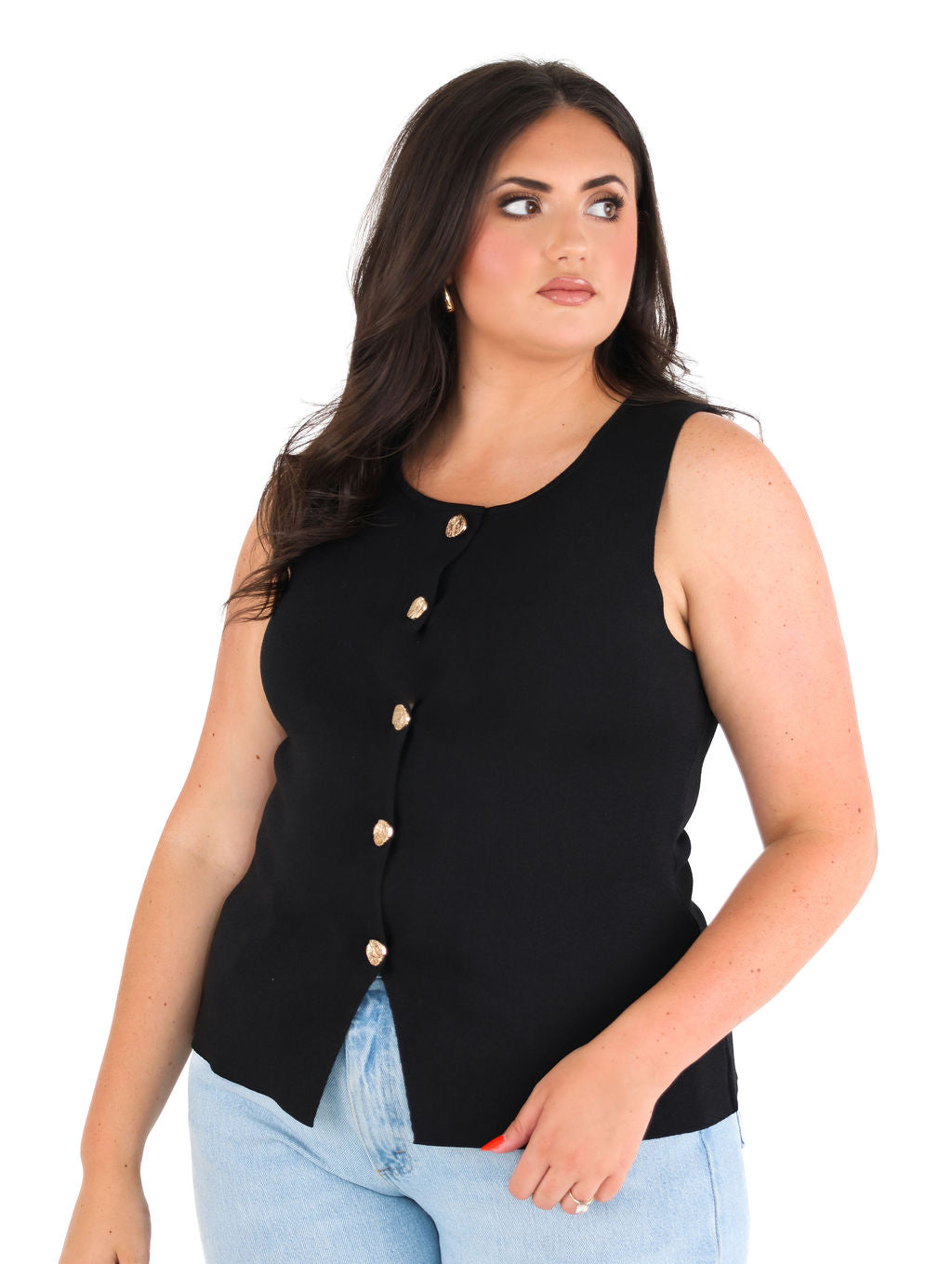 Sleeveless Longline Sweater Vest