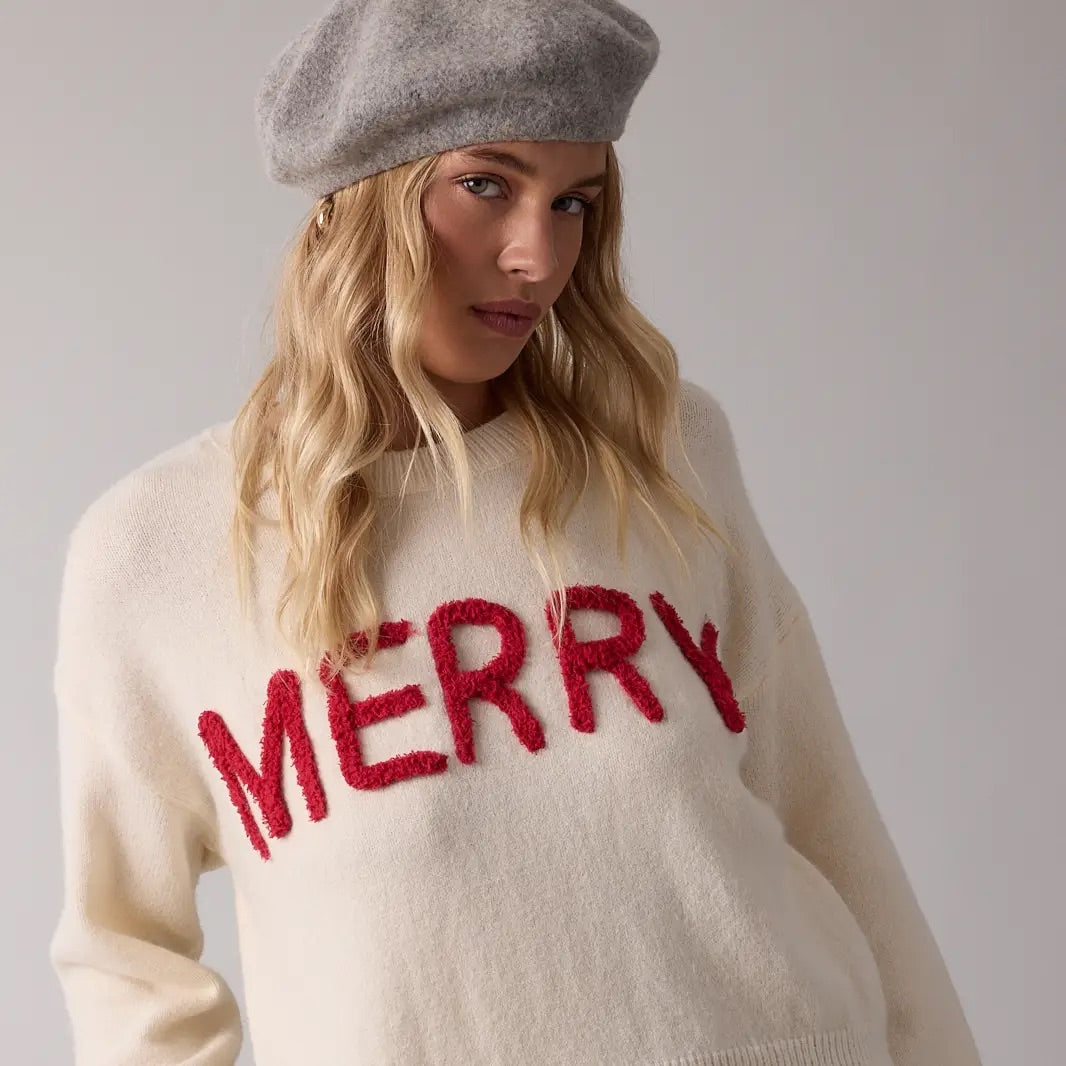 Merry Fluffy Patch Sweater