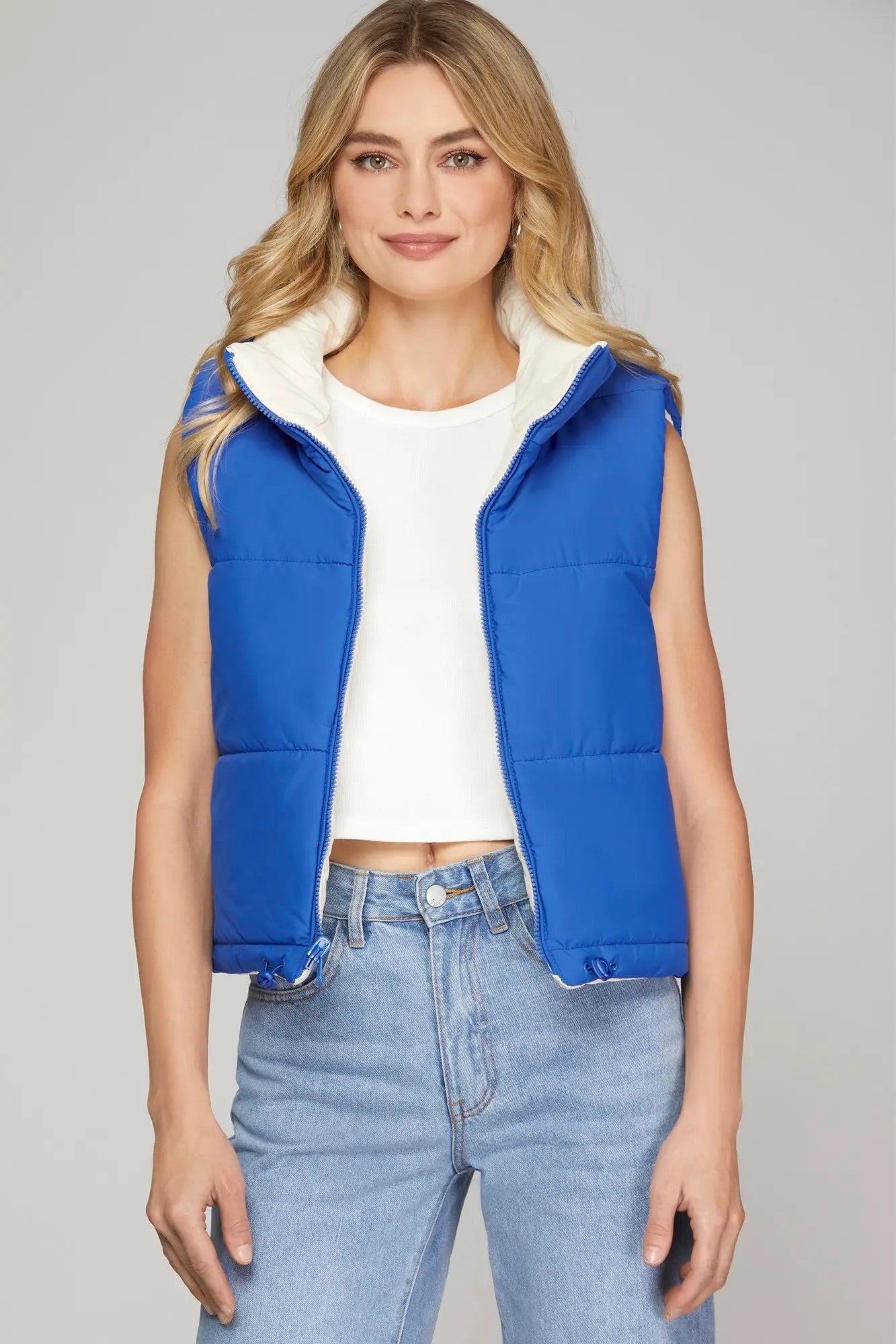 Reversible Zip Up Puffer Vest
