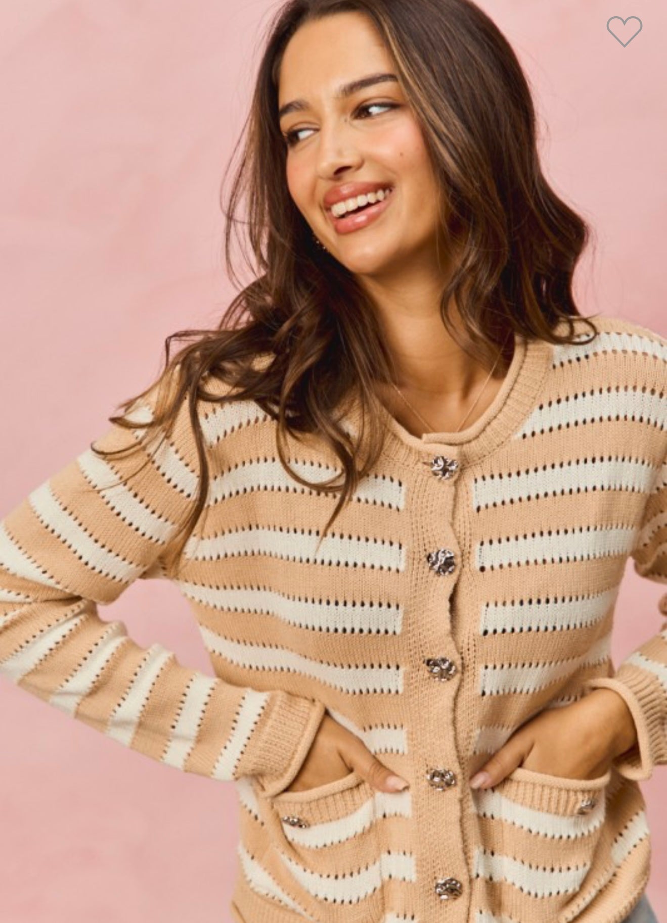 Stripe Button Cardigan Sweater