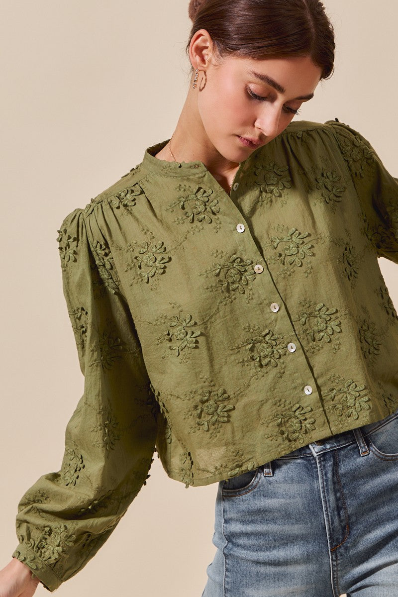 Floral Woven Front Button Shirt