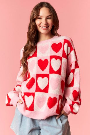 Heart Colorblock Sweater