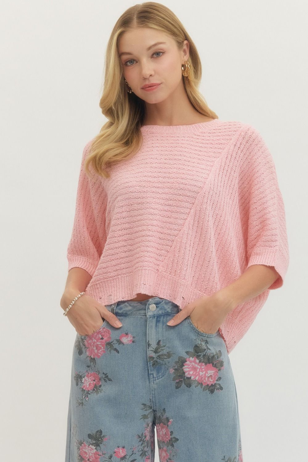 Solid Short Sleeve Knit Top
