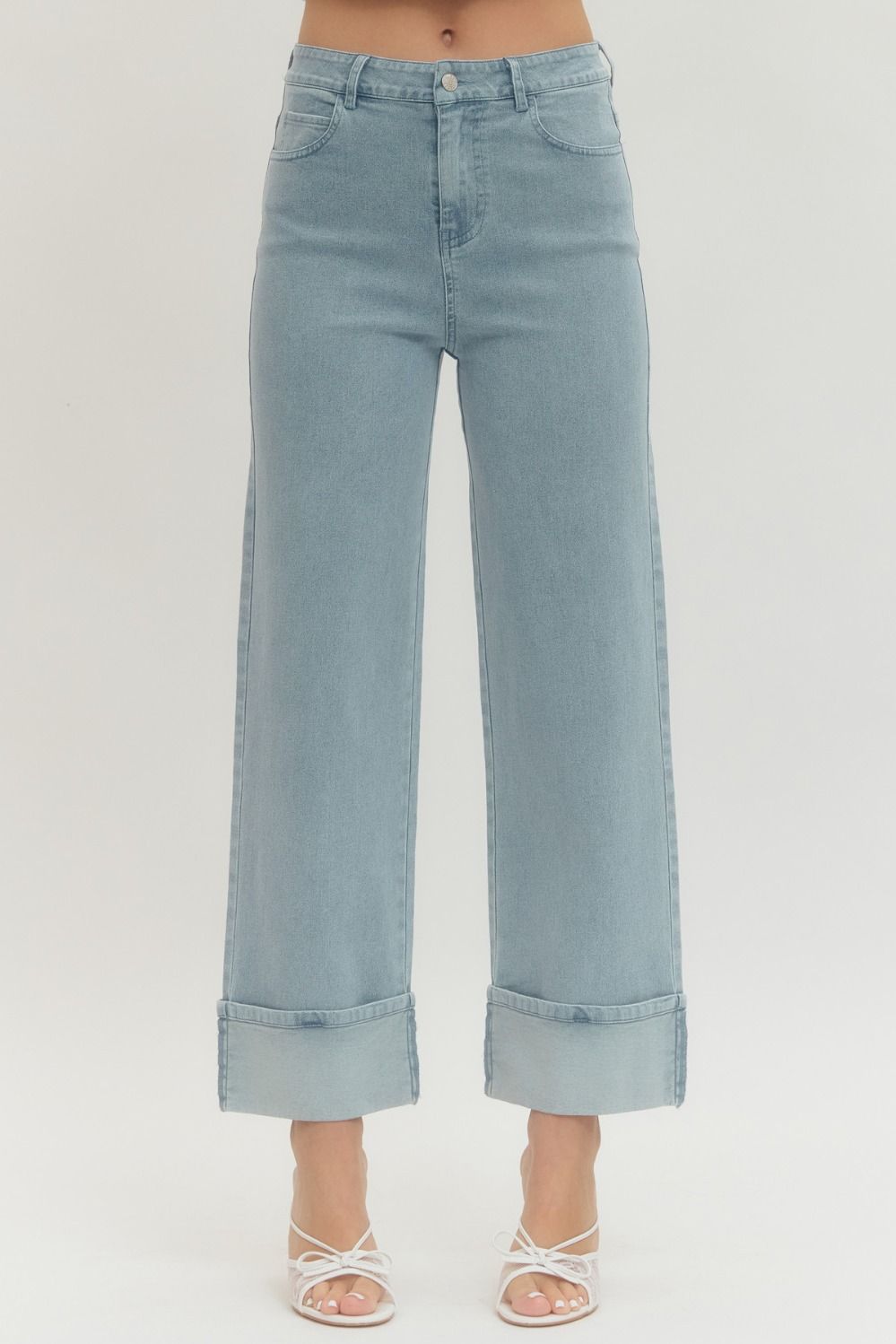Solid Wide Leg Jeans