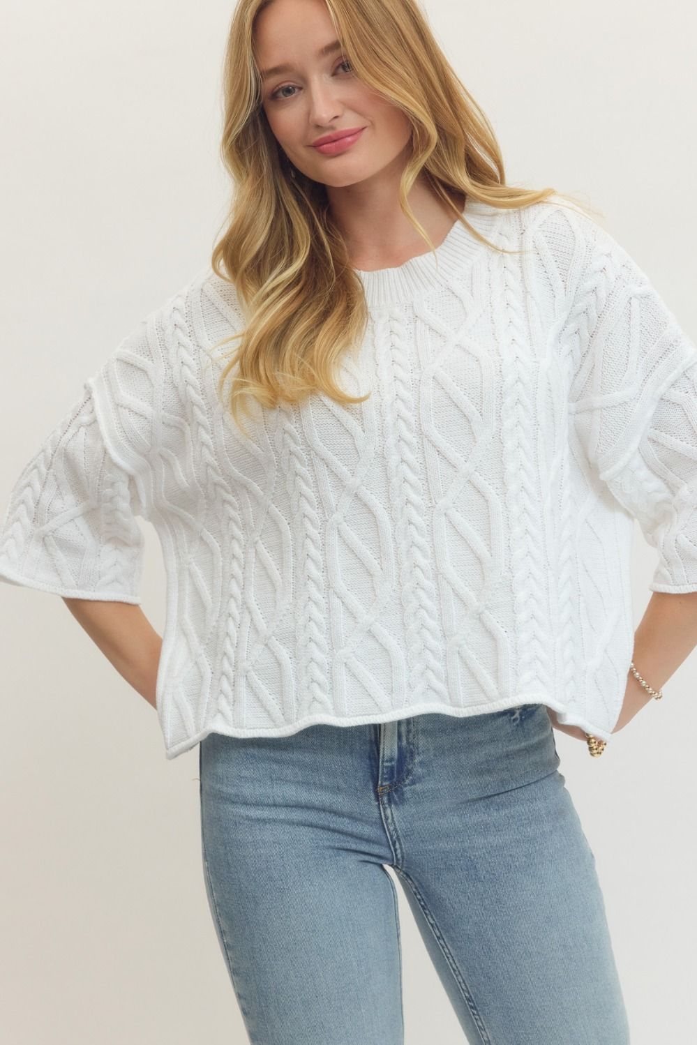Solid White Pullover Sweater