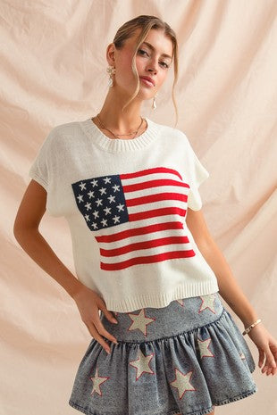 White American Flag Sweater