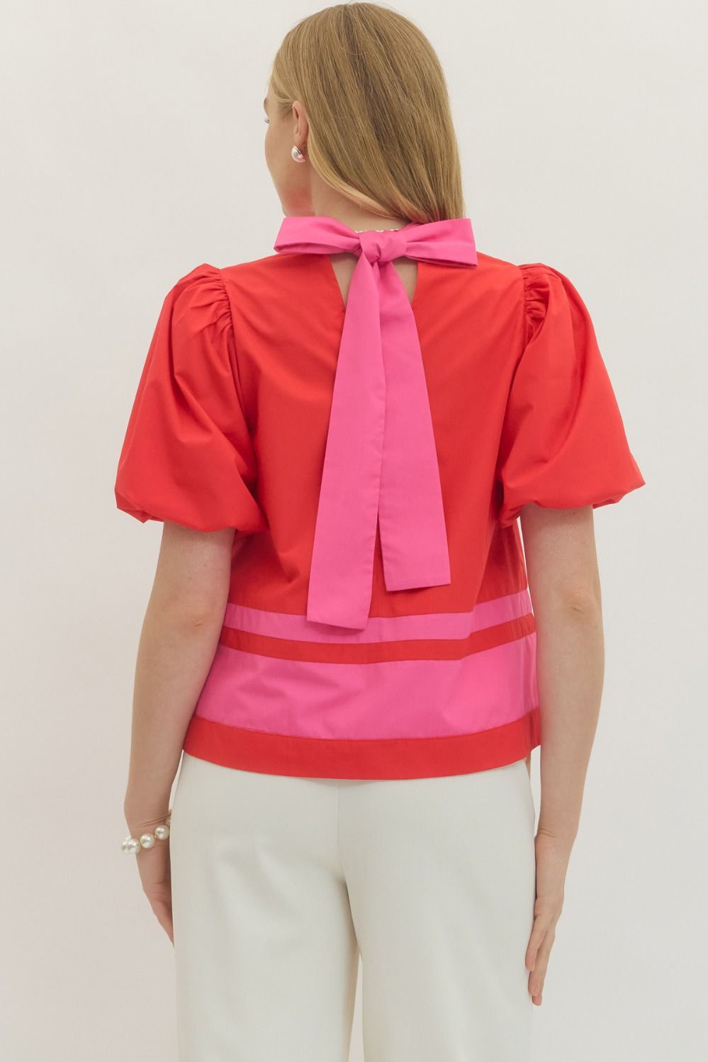 Solid Short Puff Sleeve Top