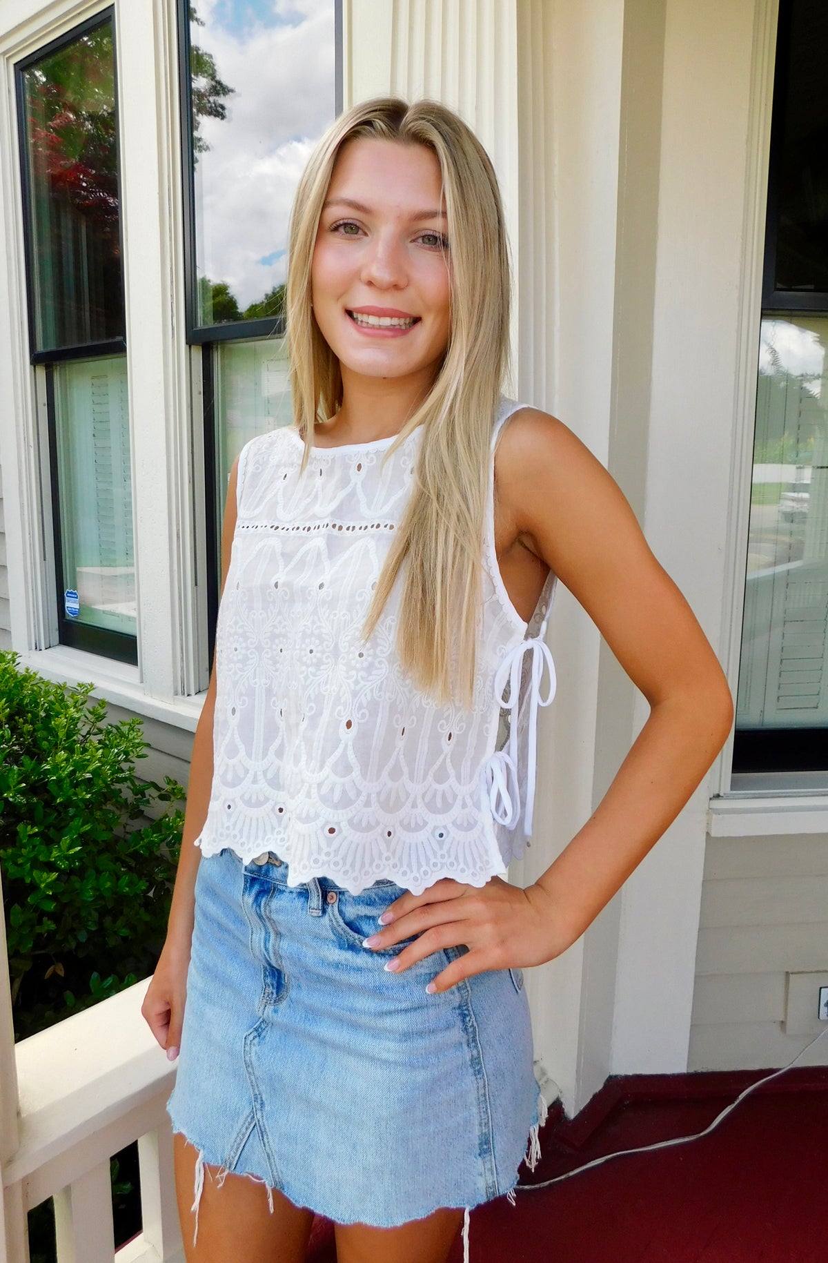 Embroidery Eyelet Top