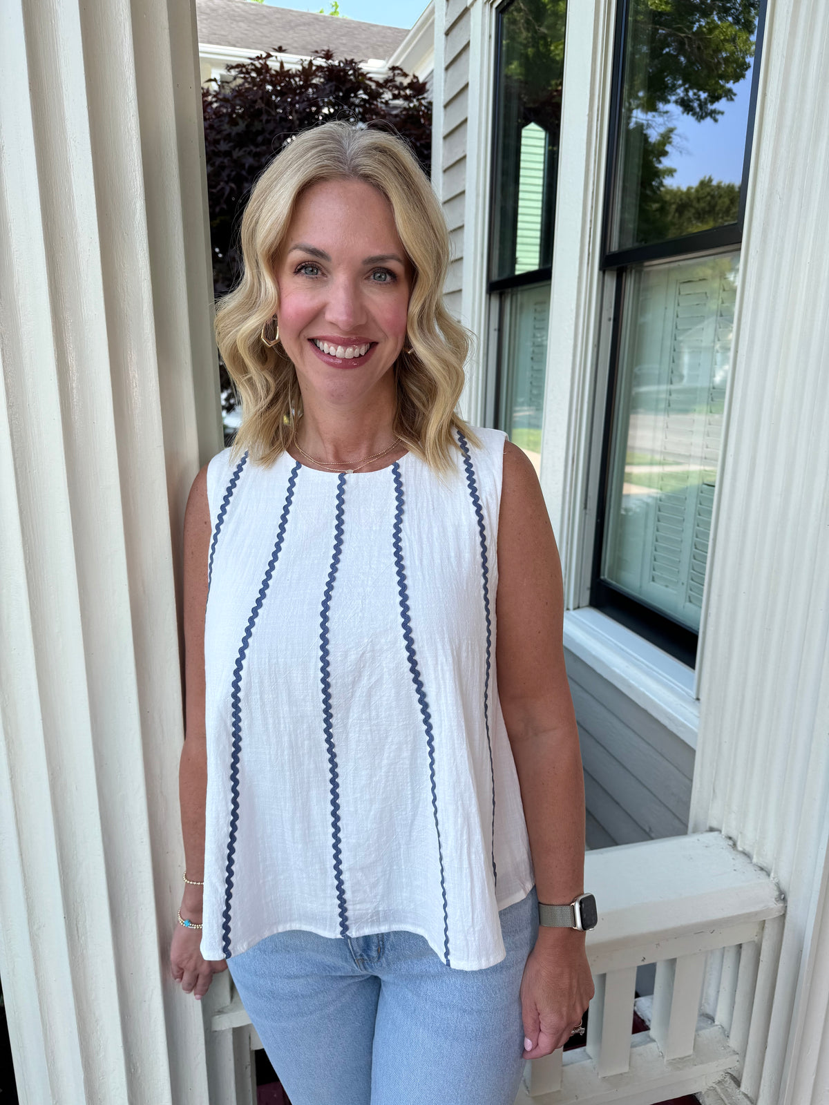 Sleeveless A Line Woven Top