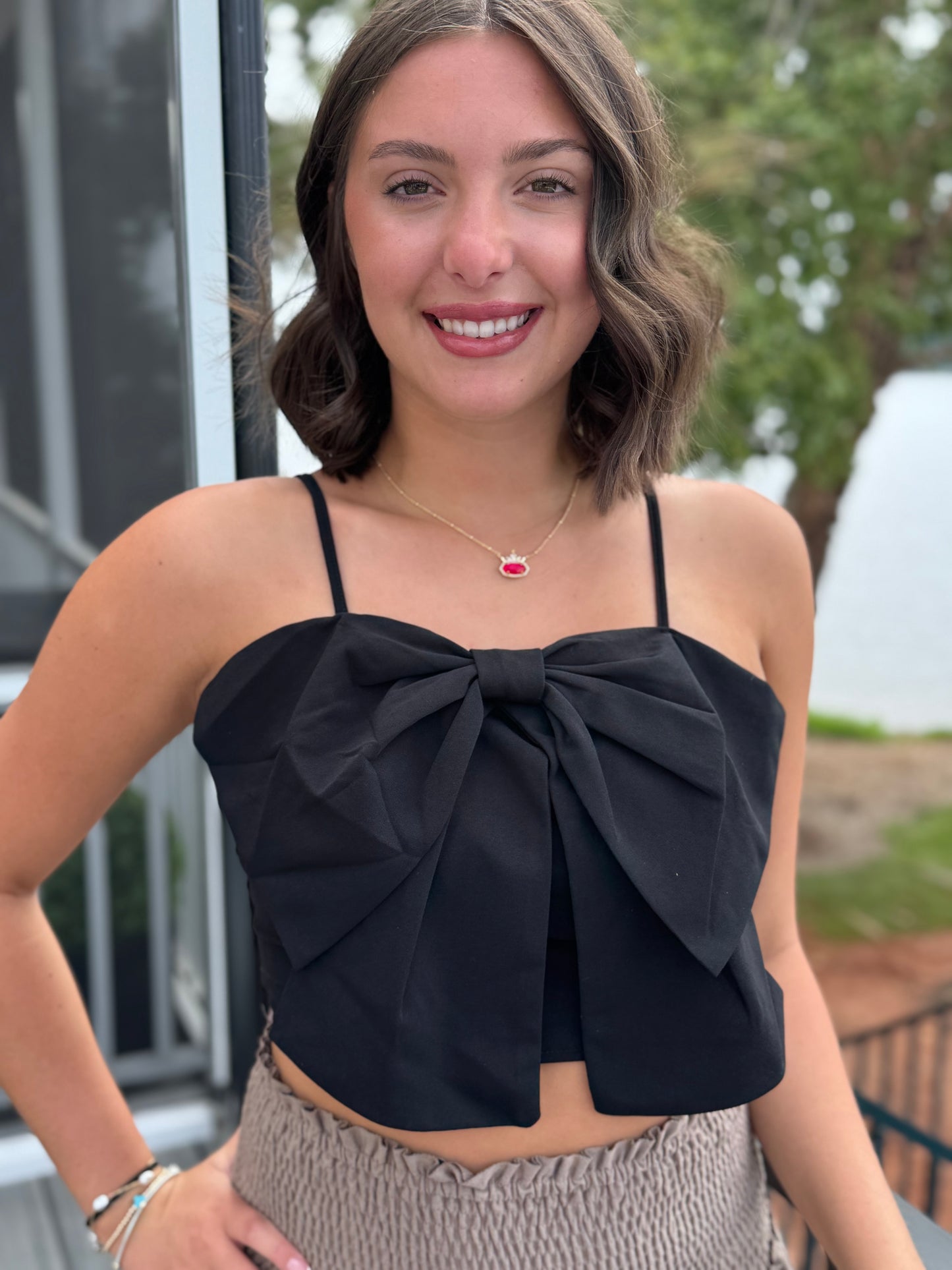 Big Bow Knit Cami Top