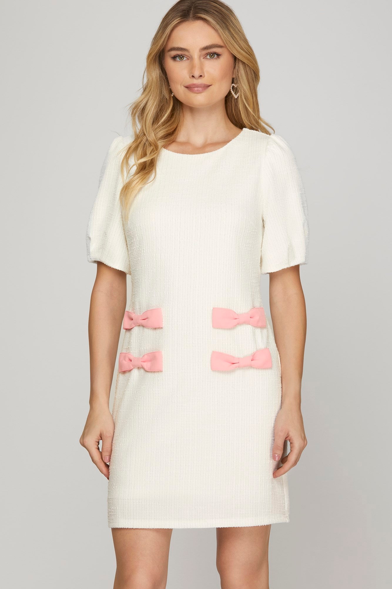 Tweed Bow Detail Mini Dress