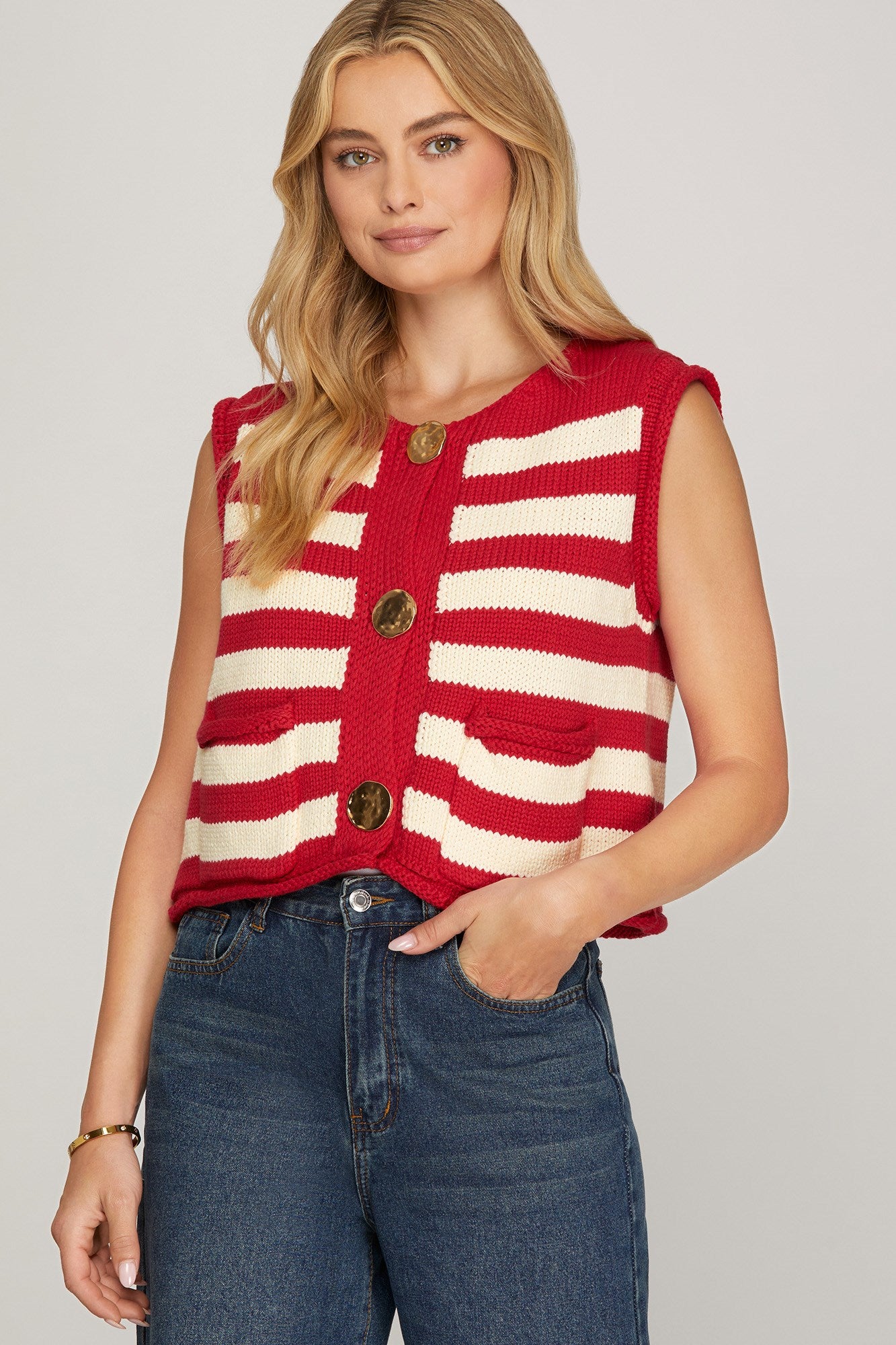 Sleeveless Striped Sweater Vest