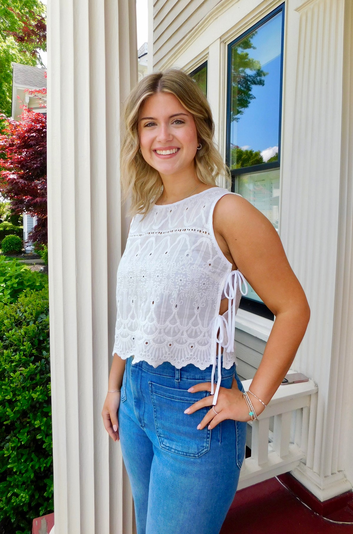 Embroidery Eyelet Top