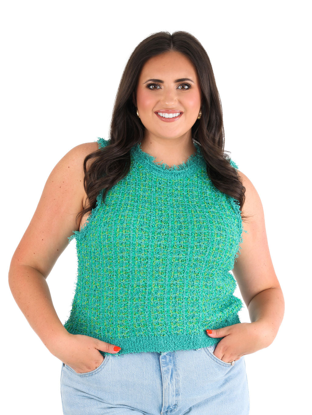 Tweed Knit Sleeveless Sweater