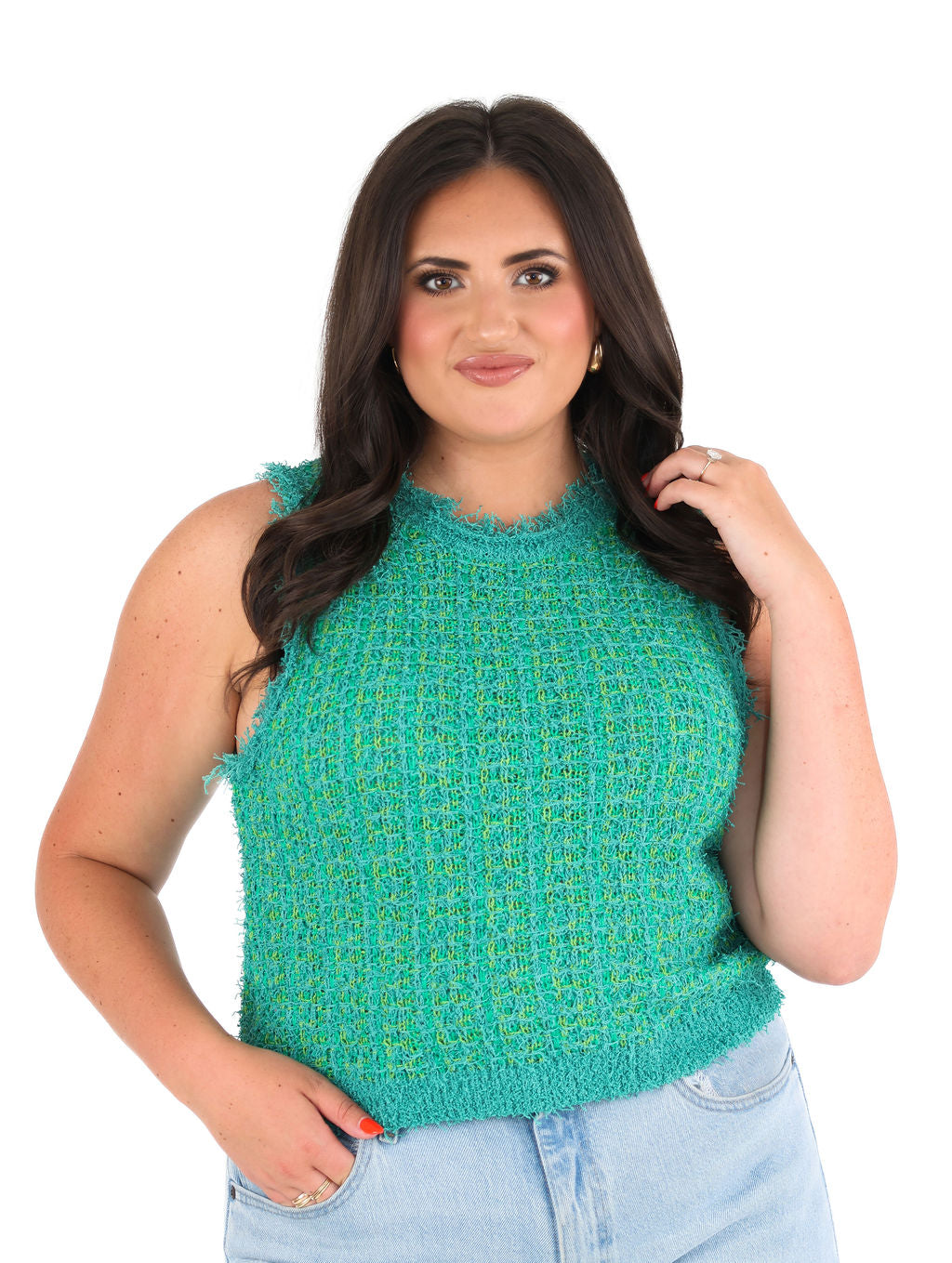 Tweed Knit Sleeveless Sweater