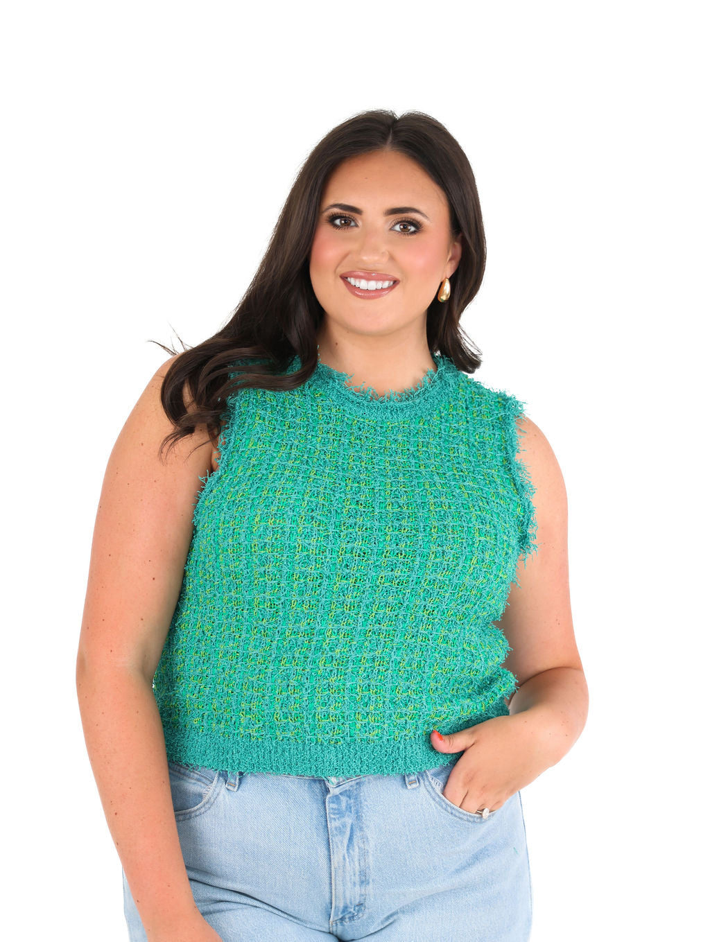 Tweed Knit Sleeveless Sweater