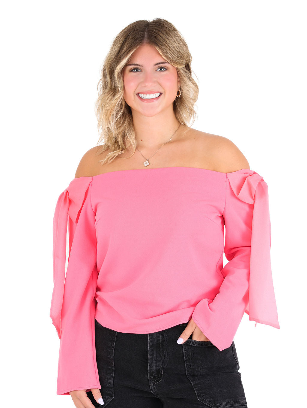 Off Shoulder Bow Tie Detailed Top