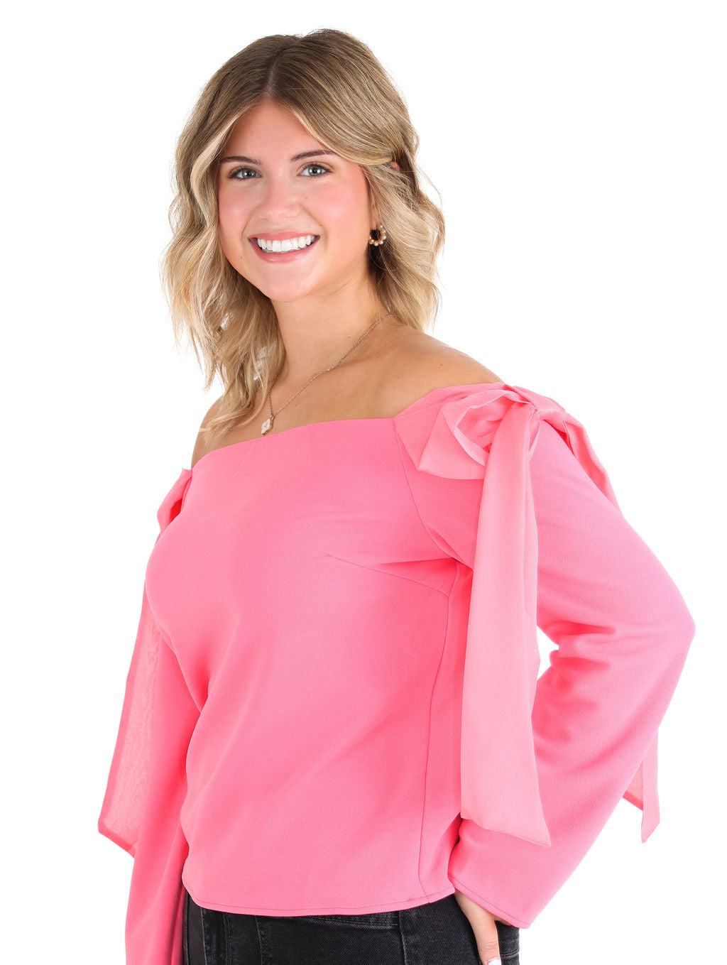 Off Shoulder Bow Tie Detailed Top