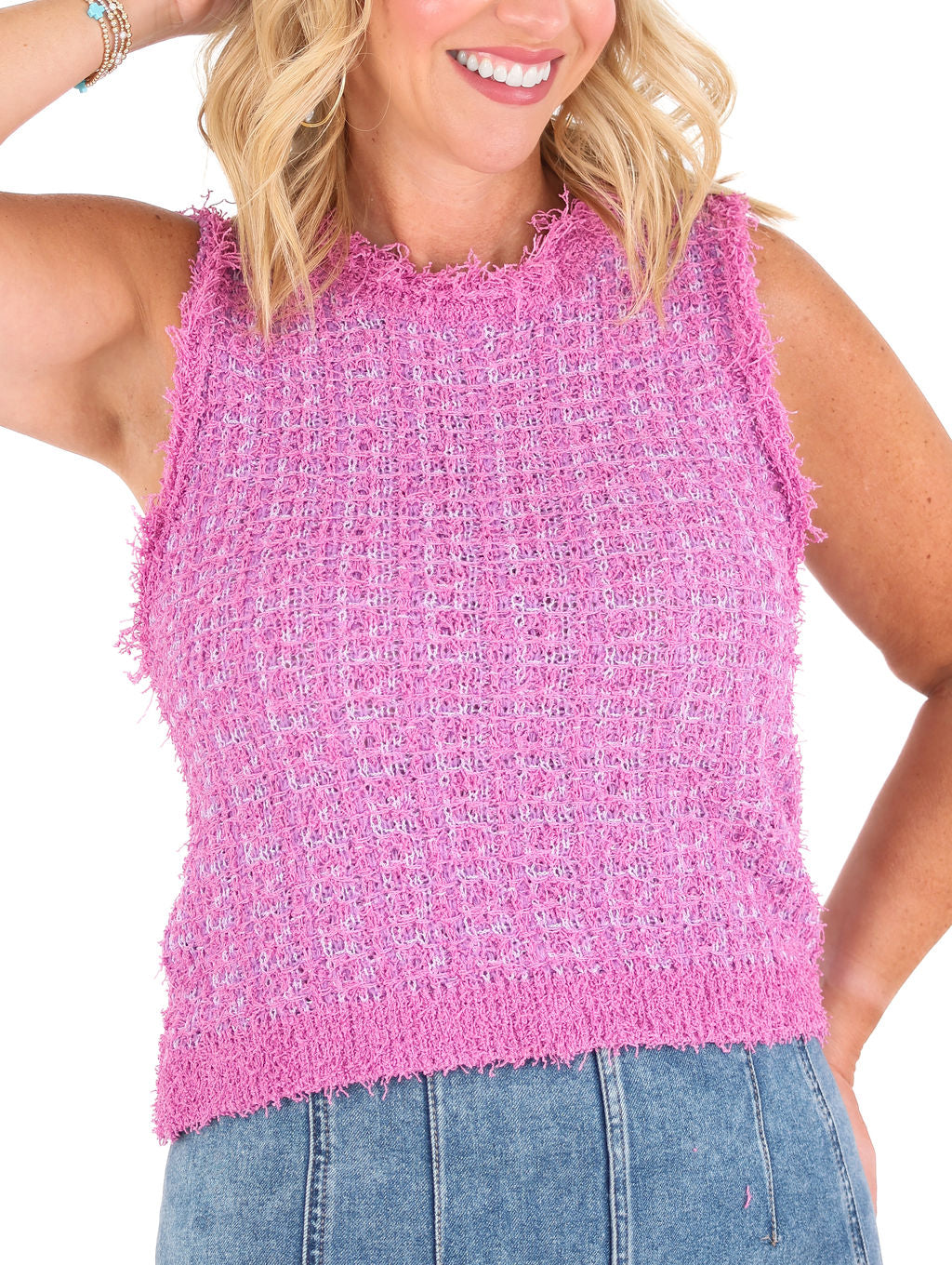 Tweed Knit Sleeveless Sweater