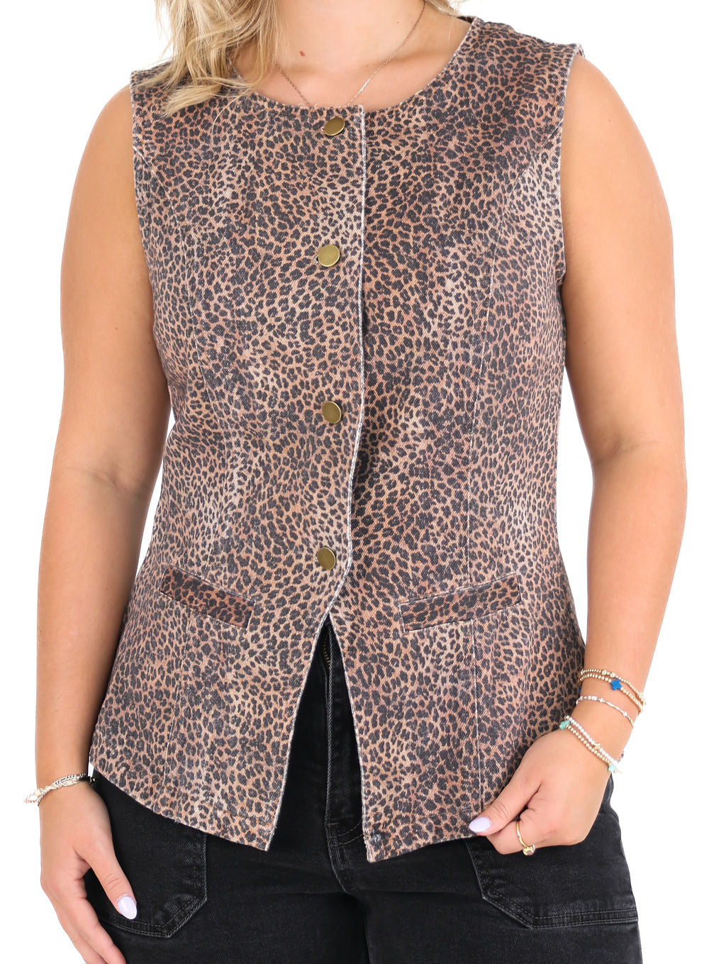 Leopard Print Sleeveless Vest