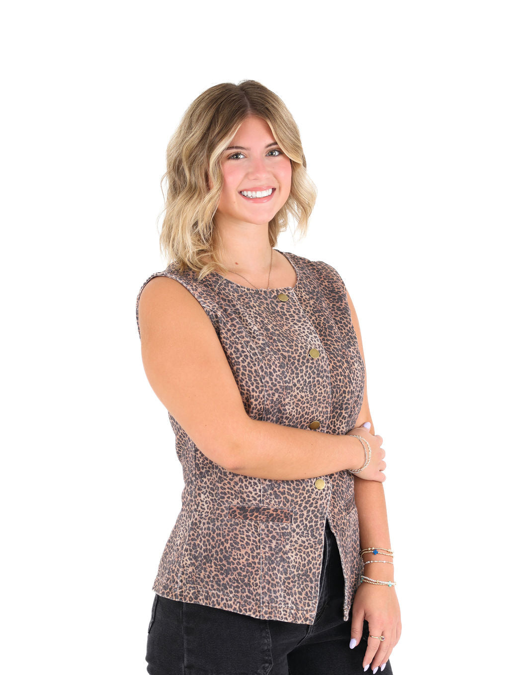 Leopard Print Sleeveless Vest