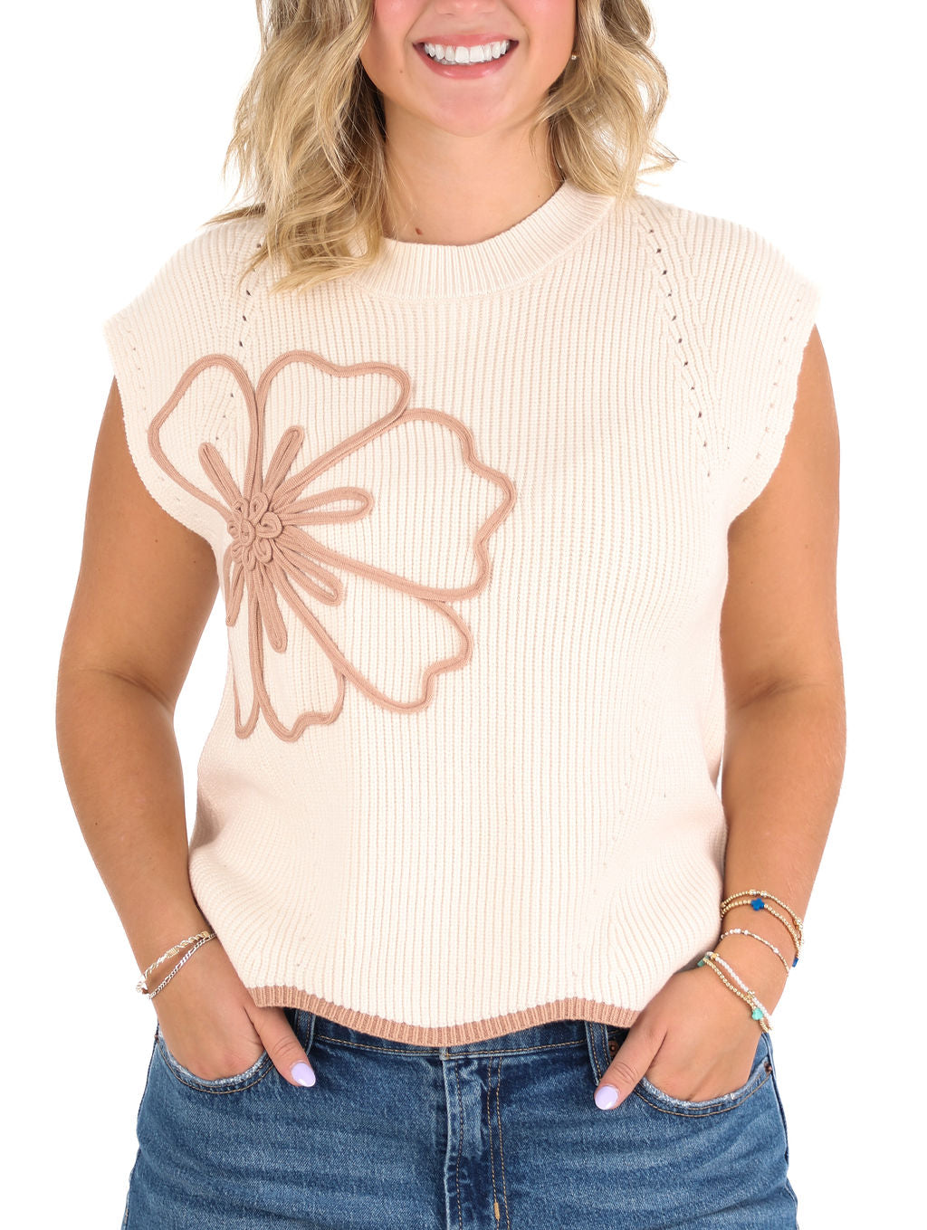 Floral Scallop Hem Sweater