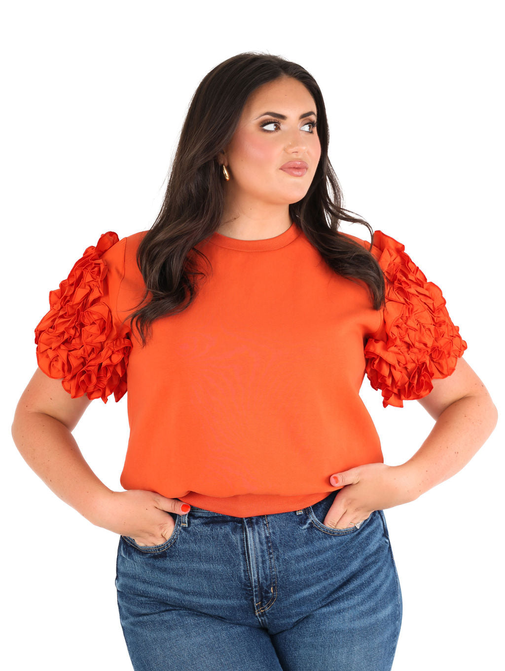 Ruffled Puff-Sleeve Top