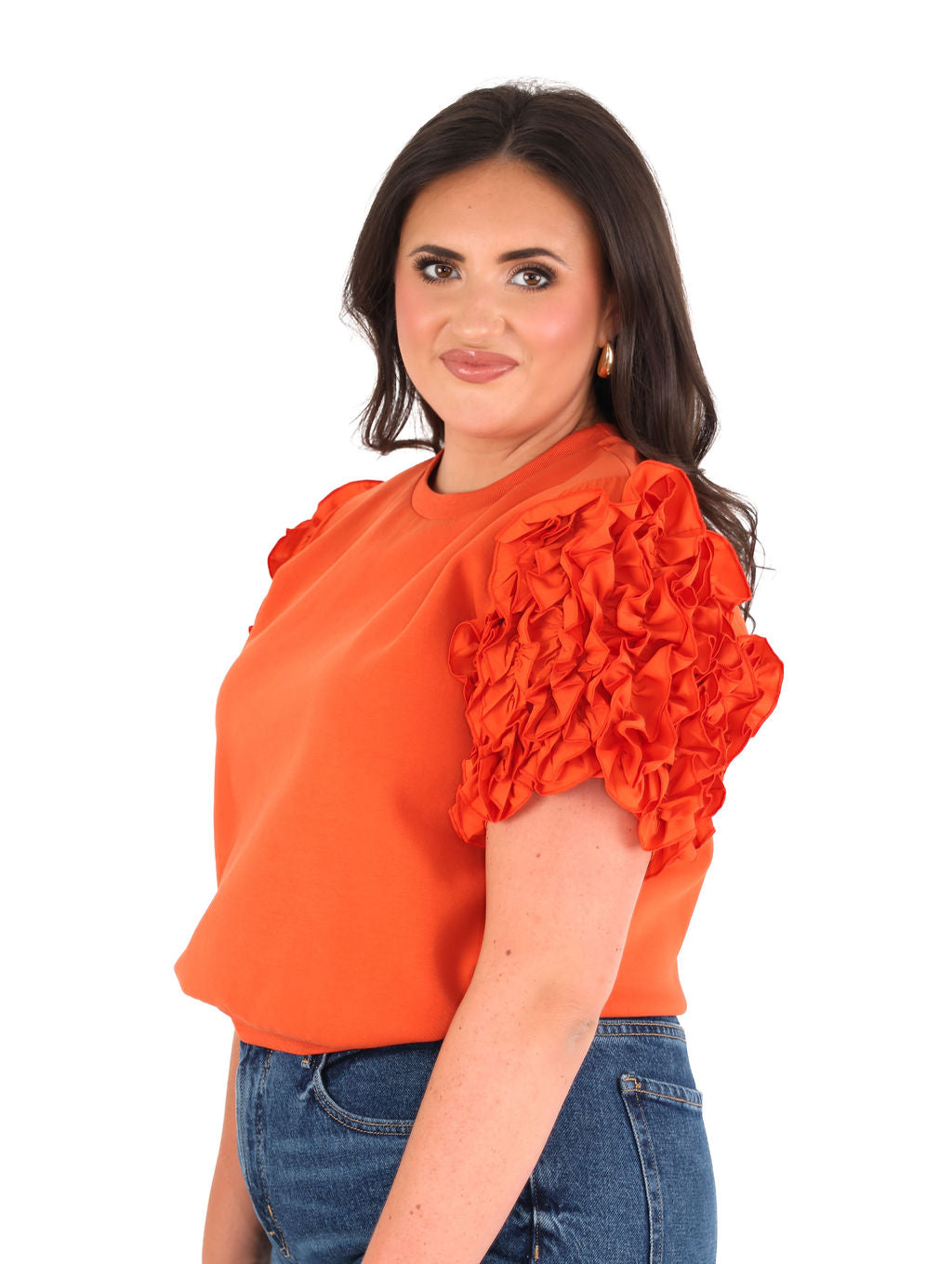 Ruffled Puff-Sleeve Top