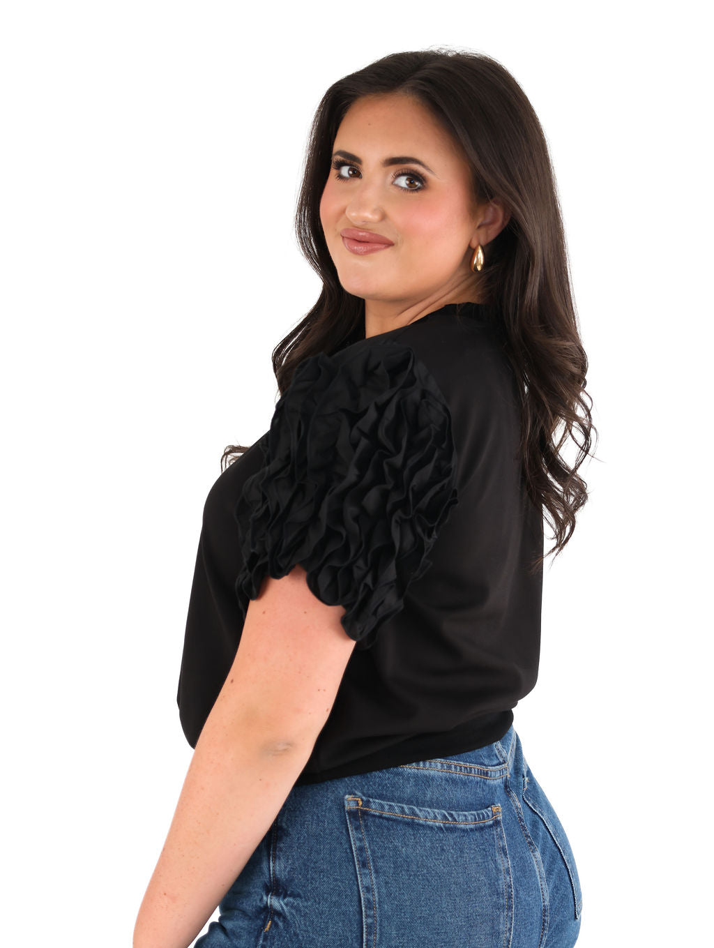 Ruffled Puff-Sleeve Top