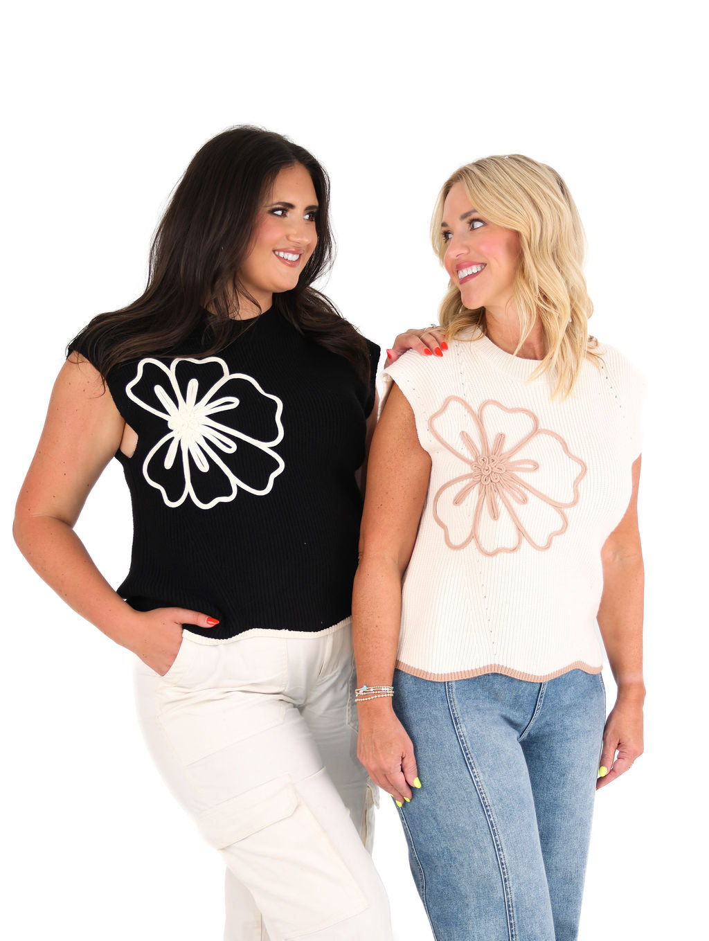 Floral Scallop Hem Sweater