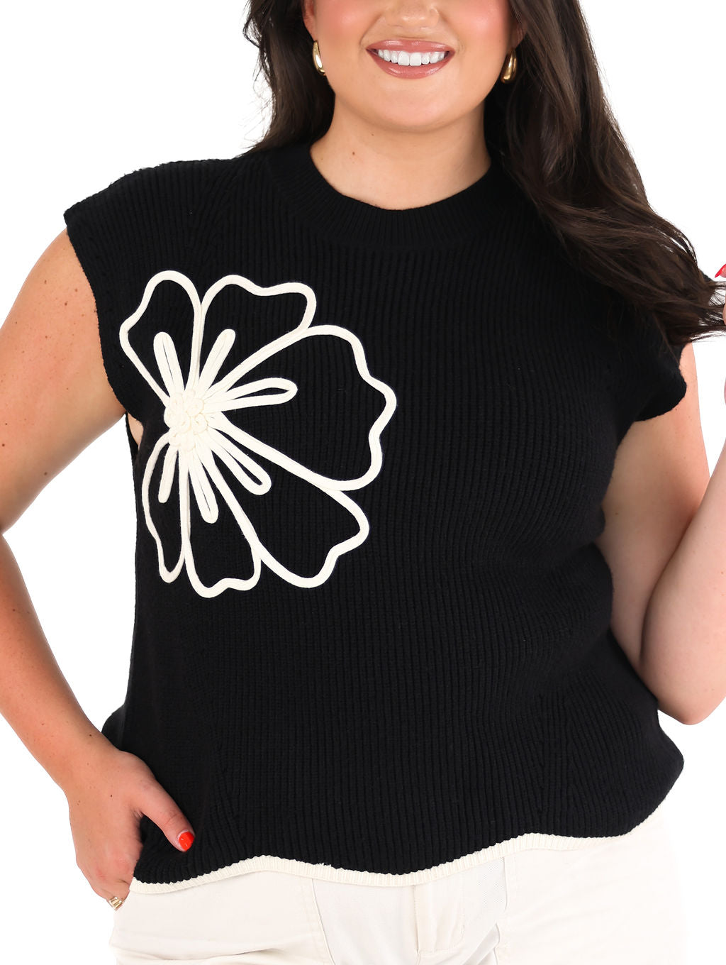 Floral Scallop Hem Sweater