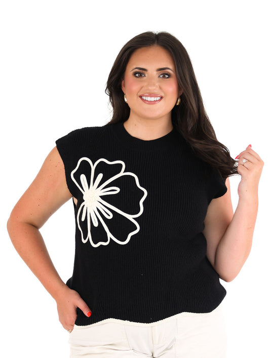 Floral Scallop Hem Sweater