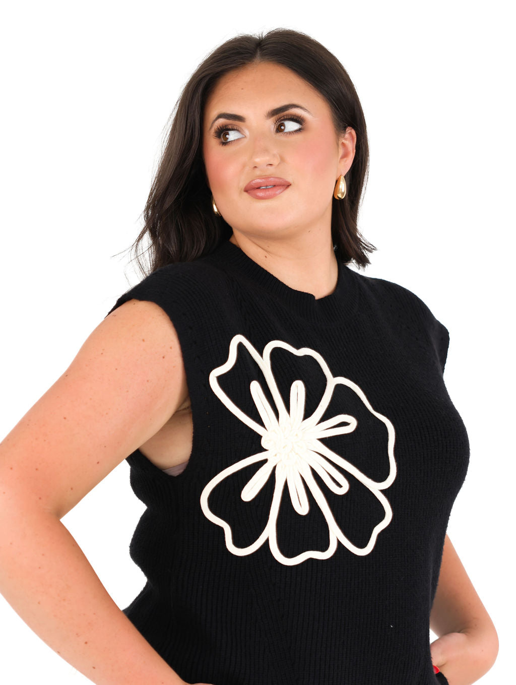 Floral Scallop Hem Sweater