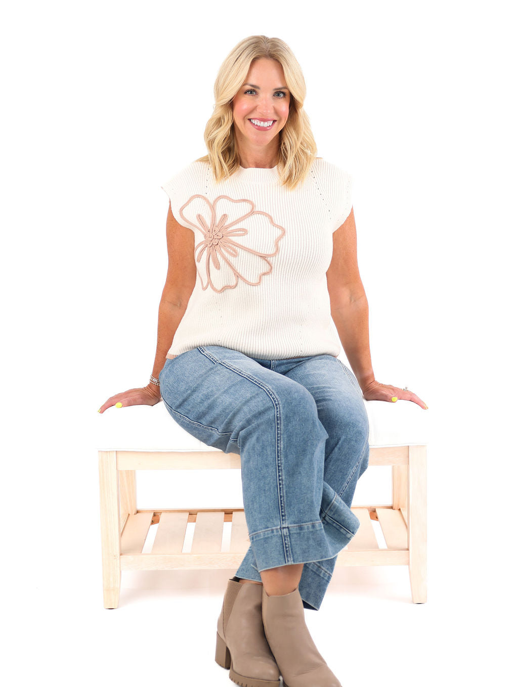 Floral Scallop Hem Sweater