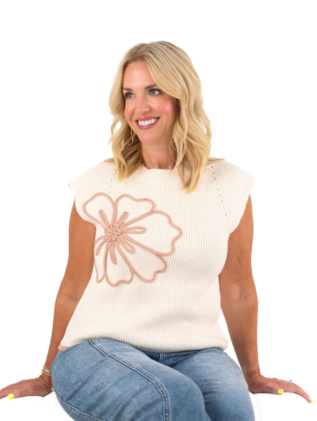 Floral Scallop Hem Sweater