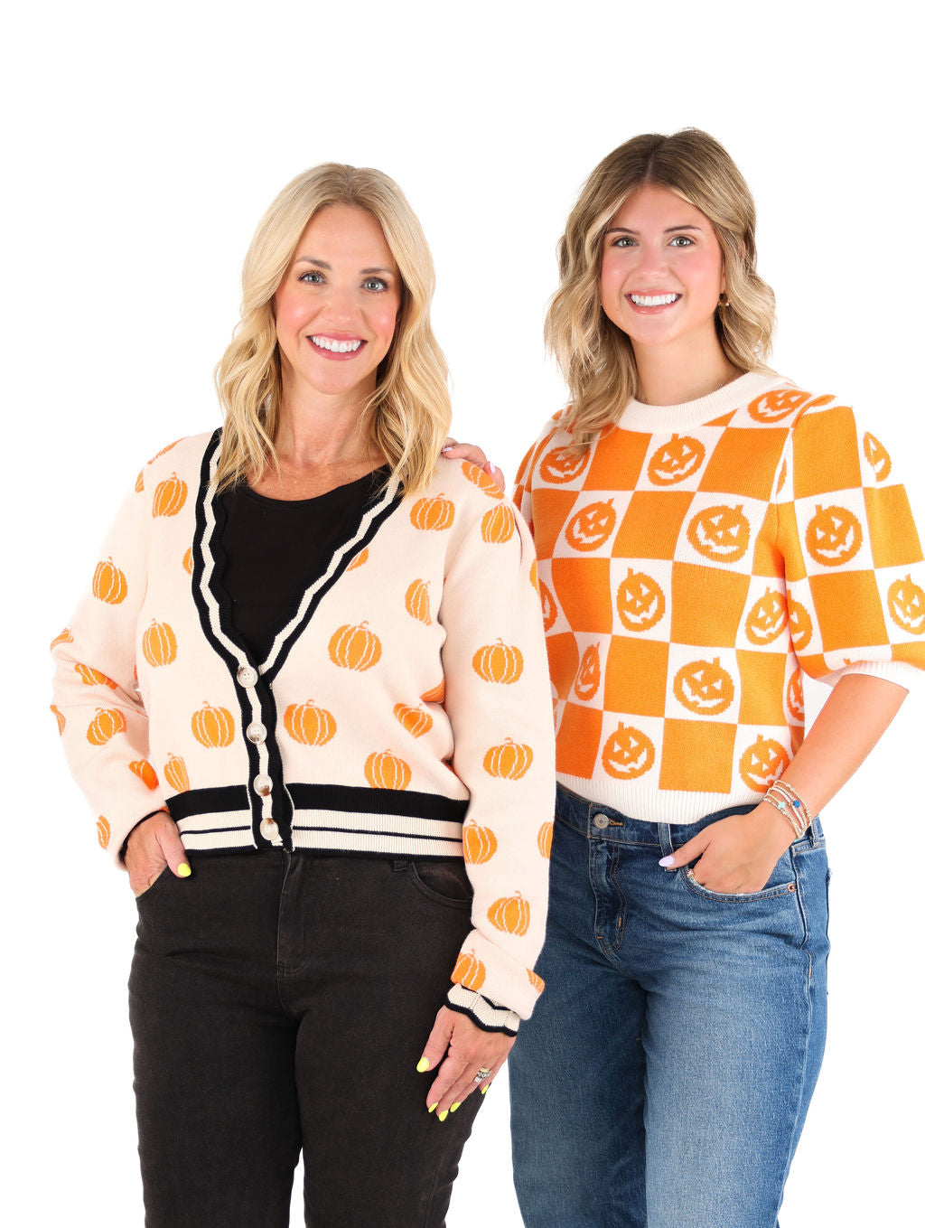 Pumpkin Pattern Knitted Cardigan Sweater