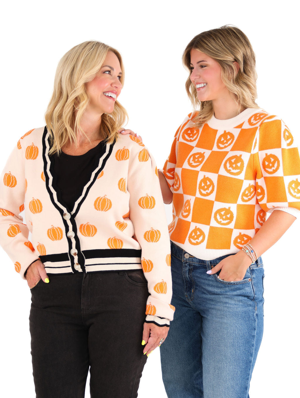 Pumpkin Pattern Knitted Cardigan Sweater