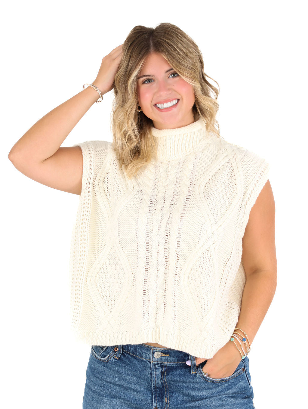 Sleeveless Cable Sweater