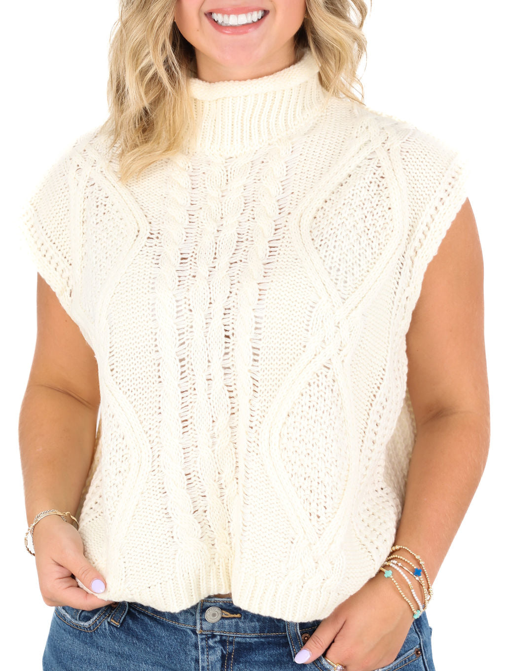 Sleeveless Cable Sweater