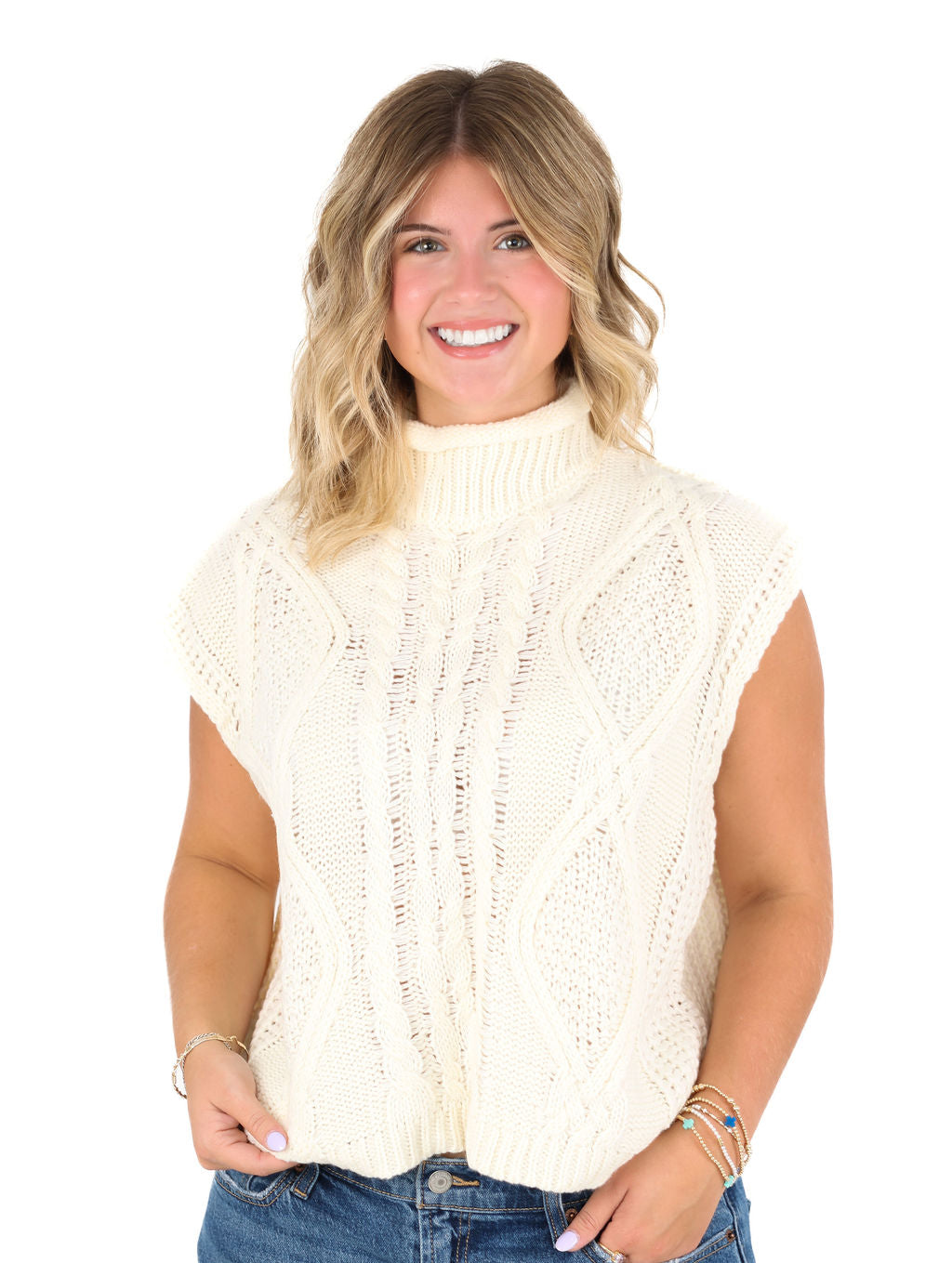 Sleeveless Cable Sweater