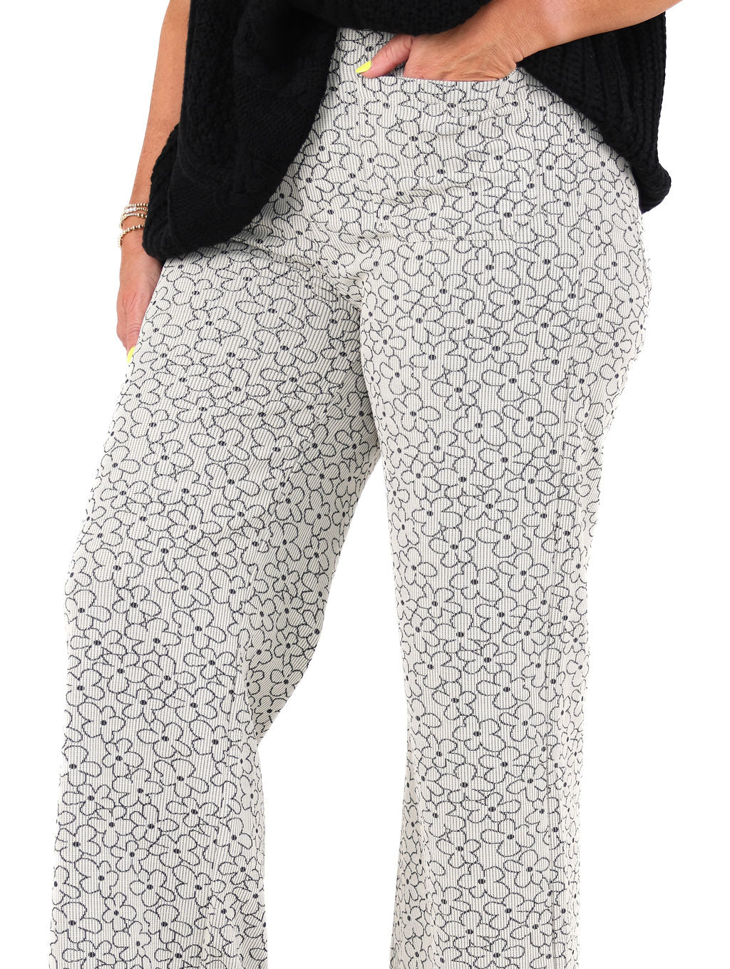 Cropped Floral Print Wide Leg Pants