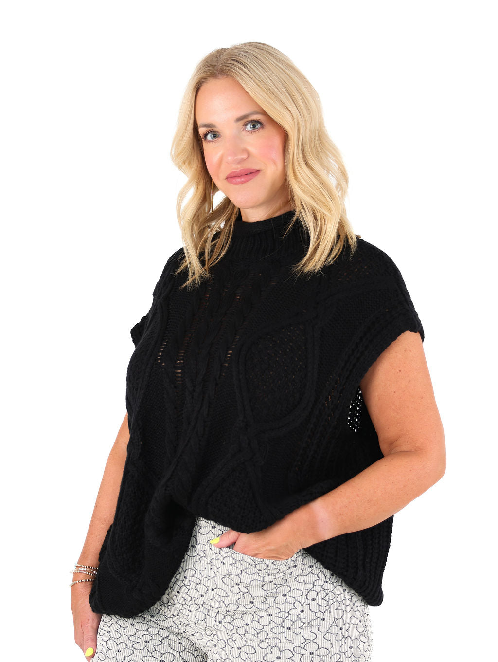 Sleeveless Cable Sweater