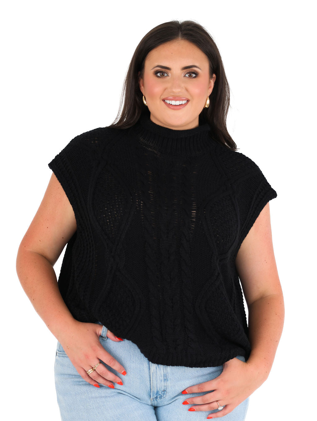 Sleeveless Cable Sweater