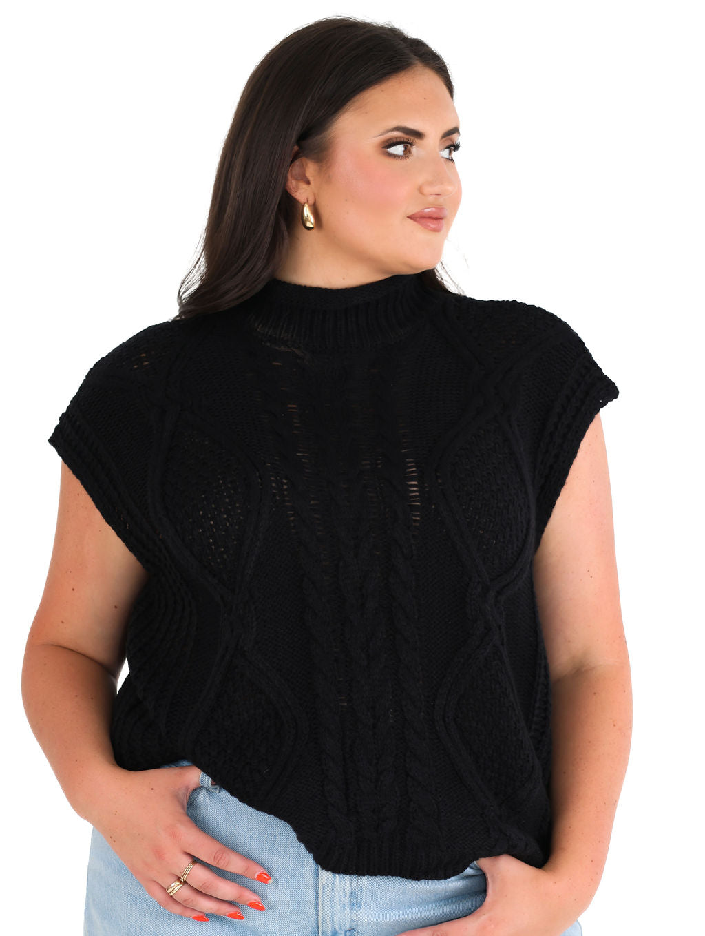 Sleeveless Cable Sweater