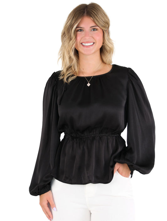Puff Sleeve Satin Top