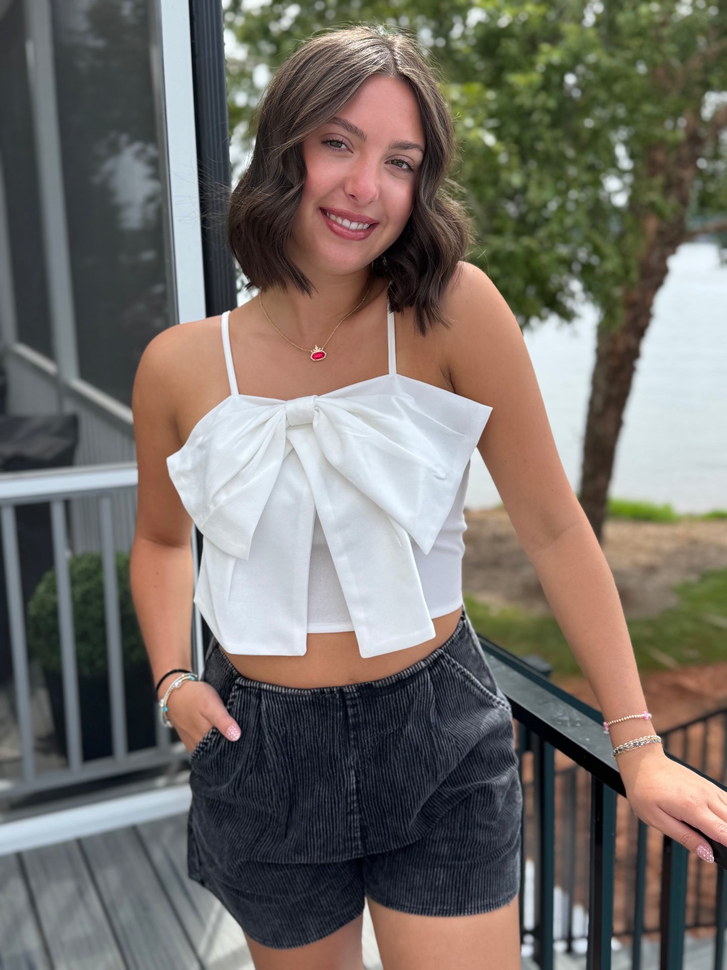 Big Bow Knit Cami Top