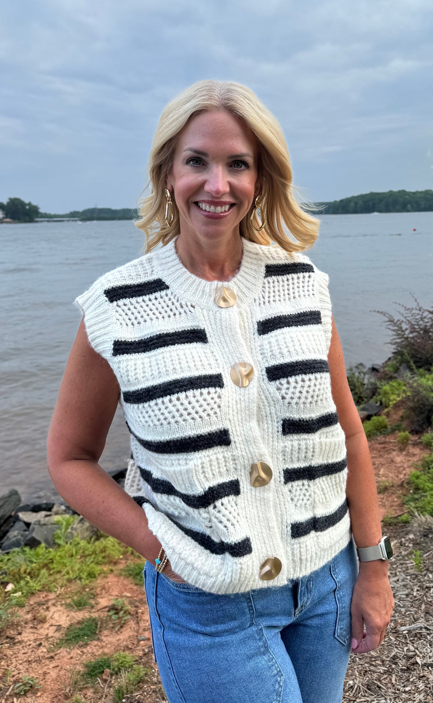 Striped Sleeveless Sweater