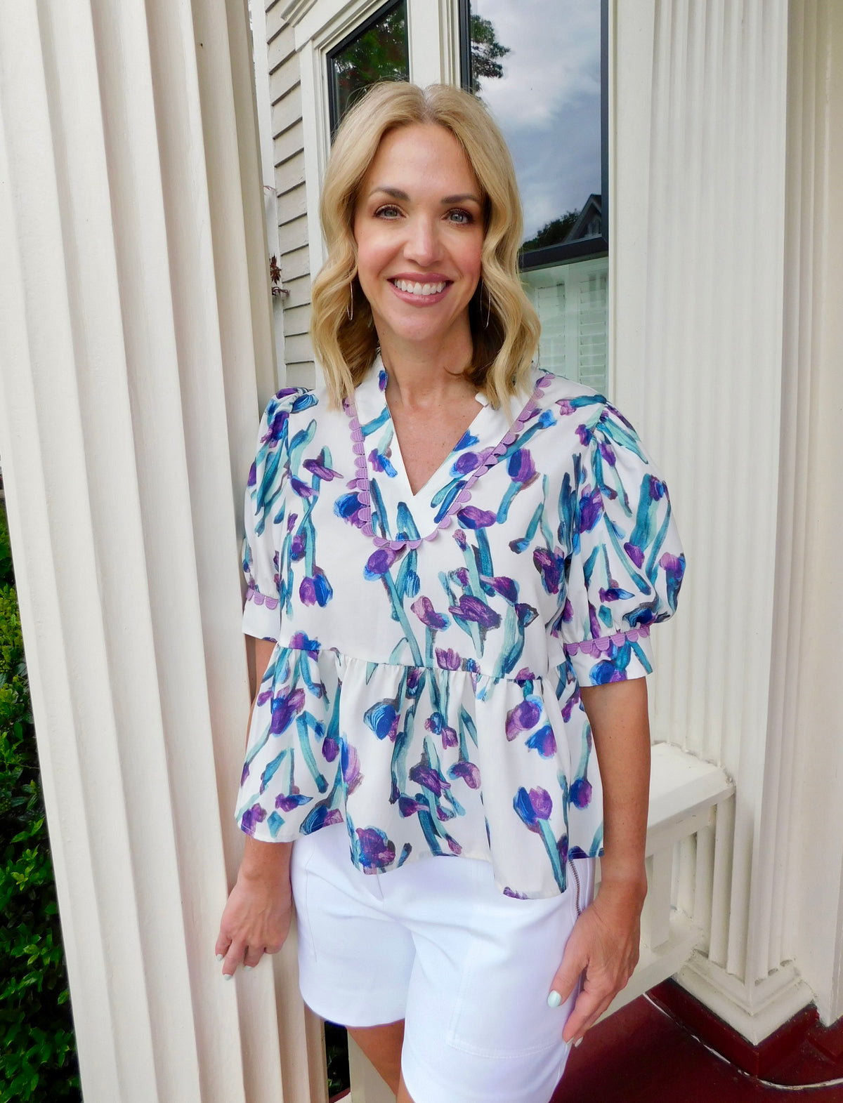 Floral Half Sleeve Peplum Top