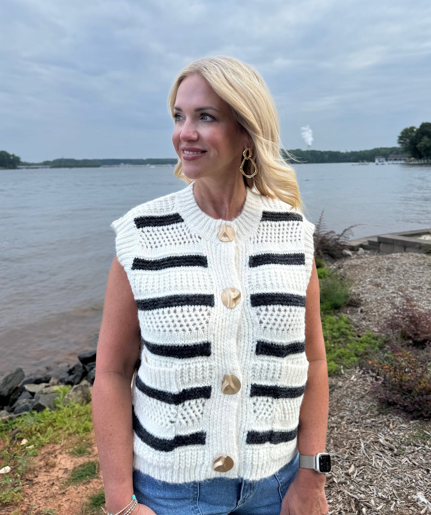 Striped Sleeveless Sweater