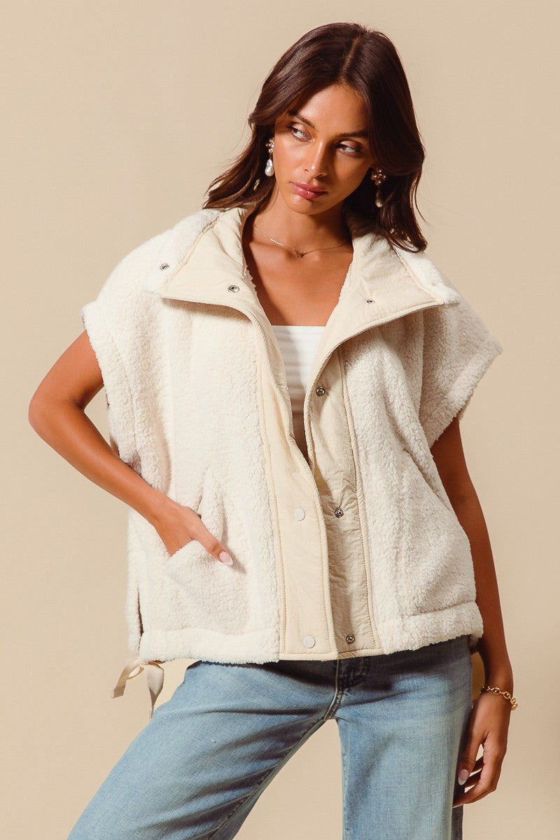 Over Sized Sherpa Sleeveless Vest Jacket